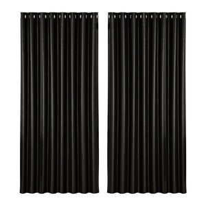 NNEDSZ 2X Blockout Curtains Eyelet 300x230cm Black Shine