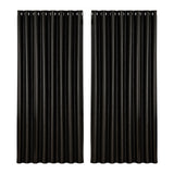 NNEDSZ 2X Blockout Curtains Eyelet 300x230cm Black Shine