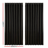 NNEDSZ 2X Blockout Curtains Eyelet 300x230cm Black Shine
