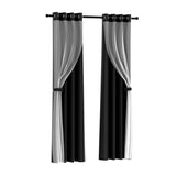 NNEDSZ 2X 132x213cm Blockout Sheer Curtains Black