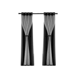 NNEDSZ 2X 132x213cm Blockout Sheer Curtains Black