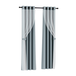 NNEDSZ 2X 132x213cm Blockout Sheer Curtains Light Grey