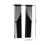 NNEDSZ 2X 132x274cm Blockout Sheer Curtains Black