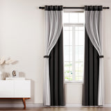 NNEDSZ 2X 132x274cm Blockout Sheer Curtains Black