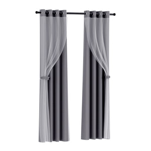 NNEDSZ 2X 132x304cm Blockout Sheer Curtains Charcoal