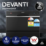 NNEDSZ Devanti 6 Place Settings Benchtop Dishwasher Black