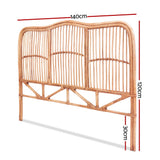 Artiss Bed Headboard Double Bedhead Rattan - NERO Pine