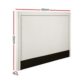 NNEDSZ Bed Head Headboard King Fabric - RIVE Beige White