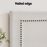 NNEDSZ Artiss Bed Frame Bed Head Headboard Queen Fabric - RIVE Beige