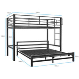 NNEMB SLUMBER Single Loft Bed And Double Underbed, Multifunctional, Space Saving with Fixed Ladder, Matte Dark Grey