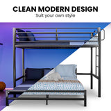 NNEMB SLUMBER Single Loft Bed And Double Underbed, Multifunctional, Space Saving with Fixed Ladder, Matte Dark Grey