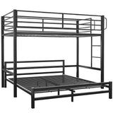 NNEMB SLUMBER Single Loft Bed And Double Underbed, Multifunctional, Space Saving with Fixed Ladder, Matte Dark Grey