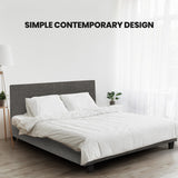 NNEMB Double Size Bed Frame, Upholstered Fabric Base with Headboard, Grey