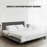 NNEMB Queen Size Bed Frame, Upholstered Fabric Base with Headboard, Grey