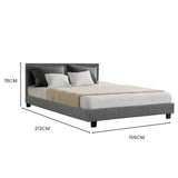 NNEMB Queen Size Bed Frame, Upholstered Fabric Base with Headboard, Grey