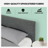 NNEMB Queen Size Bed Frame, Upholstered Fabric Base with Headboard, Grey
