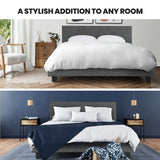 NNEMB Queen Size Bed Frame, Upholstered Fabric Base with Headboard, Grey