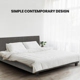 NNEMB King Size Bed Frame, Upholstered Fabric Base with Headboard, Grey