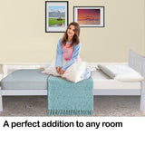 NNEMB Single Wooden Bed Frame, Modern Design, Bedroom Furniture, White, For Adults or Kids