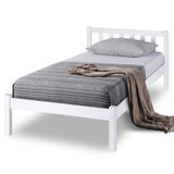 NNEMB Single Wooden Bed Frame, Modern Design, Bedroom Furniture, White, For Adults or Kids