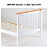 NNEMB Single Wooden Bed Frame, Modern Design, For Kids or Adults, Bedroom Furniture, White