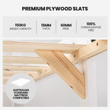 NNEMB Single Wooden Bed Frame, Modern Design, For Kids or Adults, Bedroom Furniture, White