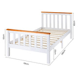 NNEMB Single Wooden Bed Frame, Modern Design, For Kids or Adults, Bedroom Furniture, White