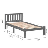 NNEMB King Single Wooden Timber Bed Frame, Grey