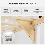 NNEMB King Single Wooden Timber Bed Frame, White