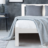 NNEMB King Single Wooden Timber Bed Frame, White