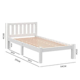 NNEMB King Single Wooden Timber Bed Frame, White