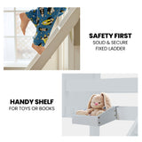 NNEMB Single Over Double Wooden Bunk Bed Frame, Triple Solid Pine 2-in-1 Modular Design, Converts to 2 Beds, For Kids, White