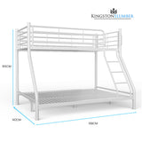 NNEMB SLUMBER Single over Double Metal Bunk Bed Frame, Matte White