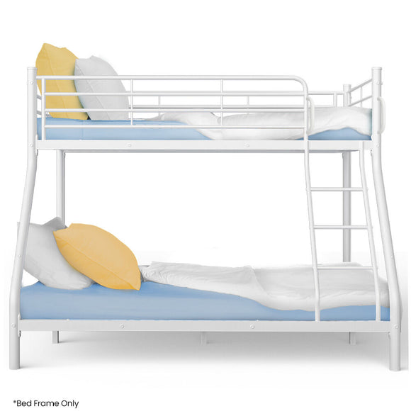NNEMB SLUMBER Single over Double Metal Bunk Bed Frame, Matte White