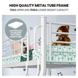 NNEMB SLUMBER Single over Double Metal Bunk Bed Frame, Matte White