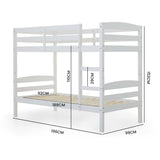 NNEMB Single Bunk Bed Frame, Solid Pine 2-in-1 Modular Design, White