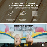 NNEMB Single Bunk Bed Frame, Solid Pine 2-in-1 Modular Design, White