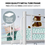 NNEMB SLUMBER 2in1 Single Metal Bunk Bed Frame, with Modular Design, Matte White