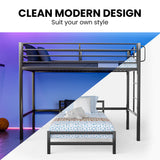 NNEMB SLUMBER Single Loft Bed And Single Underbed, Multifunctional, Space Saving with Fixed Ladder, Matte Dark Grey