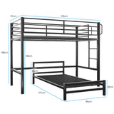 NNEMB SLUMBER Single Loft Bed And Single Underbed, Multifunctional, Space Saving with Fixed Ladder, Matte Dark Grey