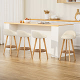 NNEDSZ Artiss 4x Bar Stools Padded Leather Wooden Beige