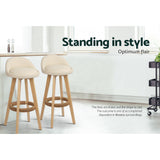 NNEDSZ Artiss 4x Bar Stools Padded Leather Wooden Beige