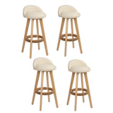 NNEDSZ Artiss 4x Bar Stools Padded Leather Wooden Beige