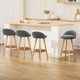 NNEDSZ Artiss 4x Bar Stools Padded Linen Wooden Grey