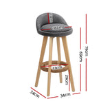 NNEDSZ Artiss 4x Bar Stools Padded Linen Wooden Grey