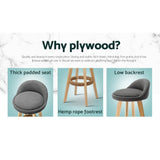 NNEDSZ Artiss 4x Bar Stools Padded Linen Wooden Grey