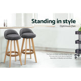 NNEDSZ Artiss 4x Bar Stools Padded Linen Wooden Grey