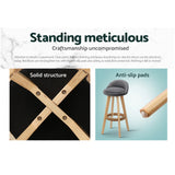 NNEDSZ Artiss 4x Bar Stools Padded Linen Wooden Grey