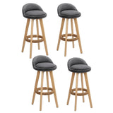 NNEDSZ Artiss 4x Bar Stools Padded Linen Wooden Grey