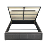 NNEED Double Bed Frame Gas Lift Storage Base Fabric Grey